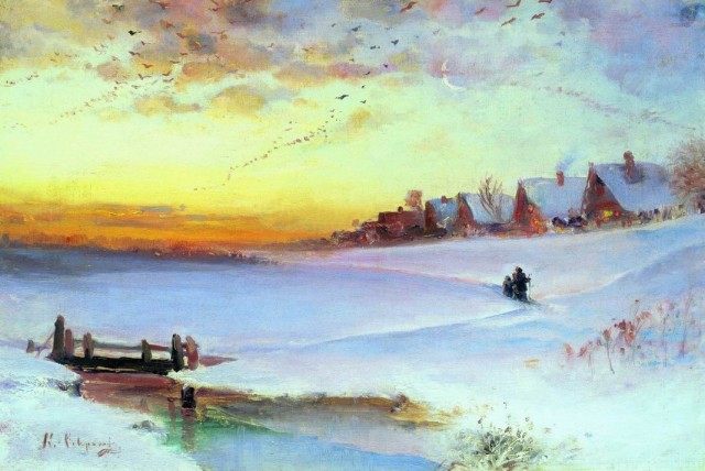 Саврасов А.К. Зимний пейзаж. Оттепель. 1890-е