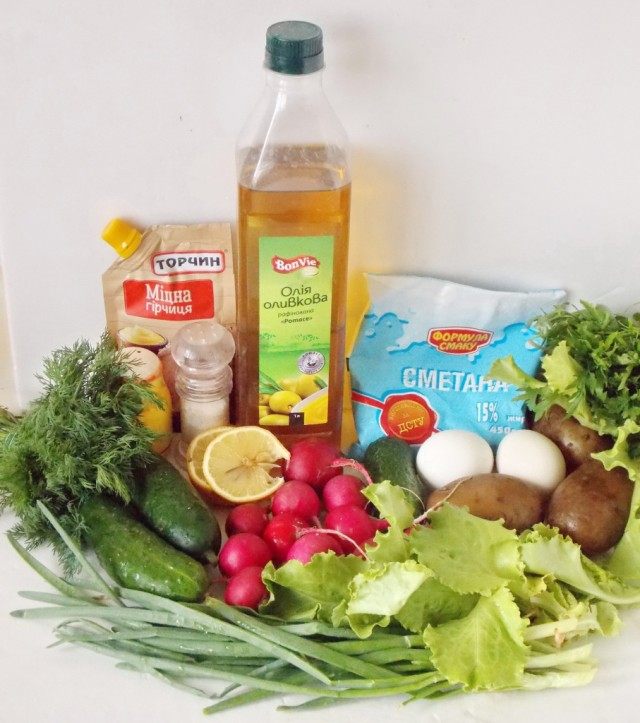Ингредиенты для весеннего слоёного салата