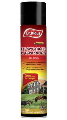 Dr.Klaus от муравьёв и тараканов гарантированно уничтожает насекомых, контактировавших с обработанной поверхностью