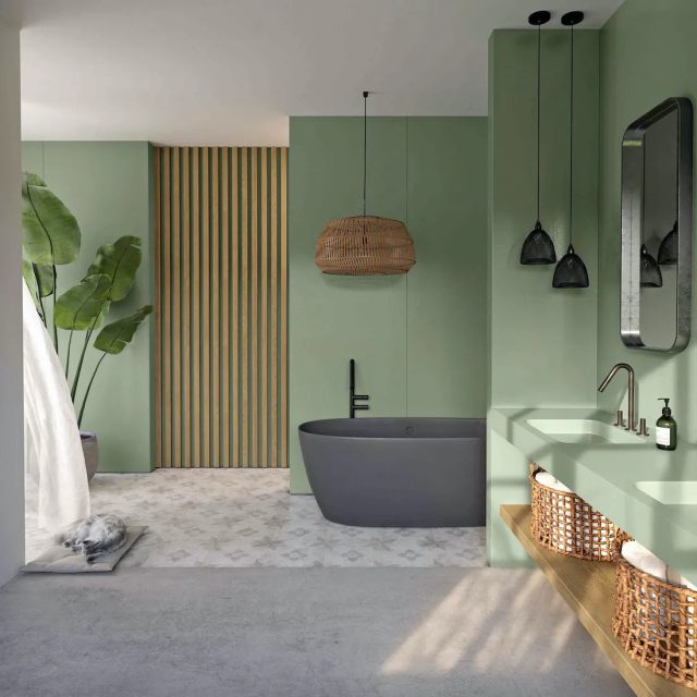 Ванная комната в зеленых оттенках