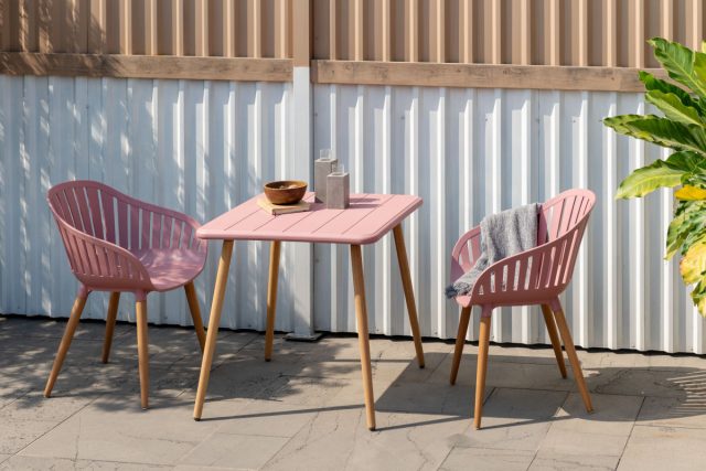 Pink chairs and table