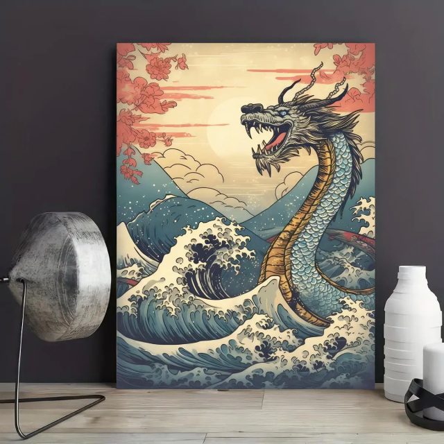 Картина с изображением драконов приятно освежит интерьер