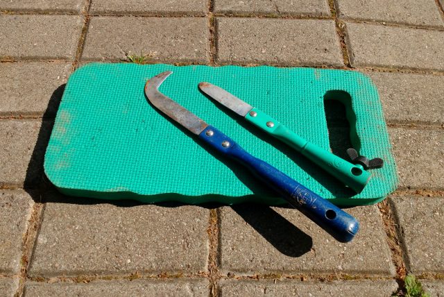 Мои инструменты-помощники это плоскорез Фокина и специальный нож для чистки плиточных швов.