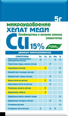 Медный хлороз лечится опрыскиванием листьев хелатом меди от «Буйских удобрений».